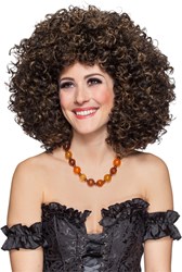 Disco Pruik Afro Bruin/Zwart