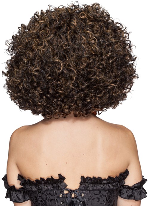 Disco Pruik Afro Bruin/Zwart-3