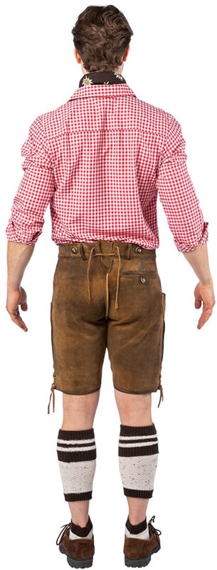 Geitenleer Lederhose Antiek Olijf met Riem (achterkant)