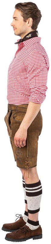 Geitenleer Lederhose Antiek Olijf met Riem (zijkant)