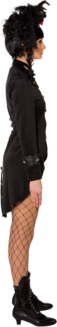 Gothic Damesjas Met Asymmetrische Onderkant En Geborduurde Manchetten