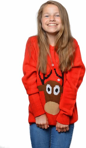 Kinder Kersttrui Rendier Rood