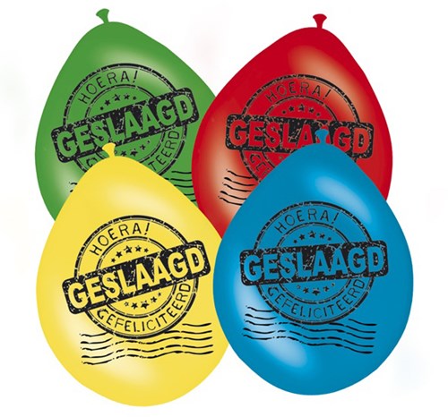 Ballonnen Geslaagd Gefeliciteerd (8st)