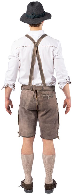 Geitenleer Lederhose Antiek Grijs met Riem (achterkant)