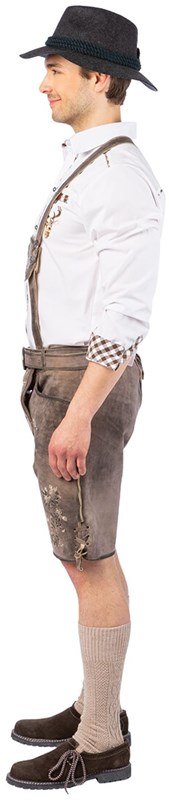 Geitenleer Lederhose Antiek Grijs met Riem (zijkant)