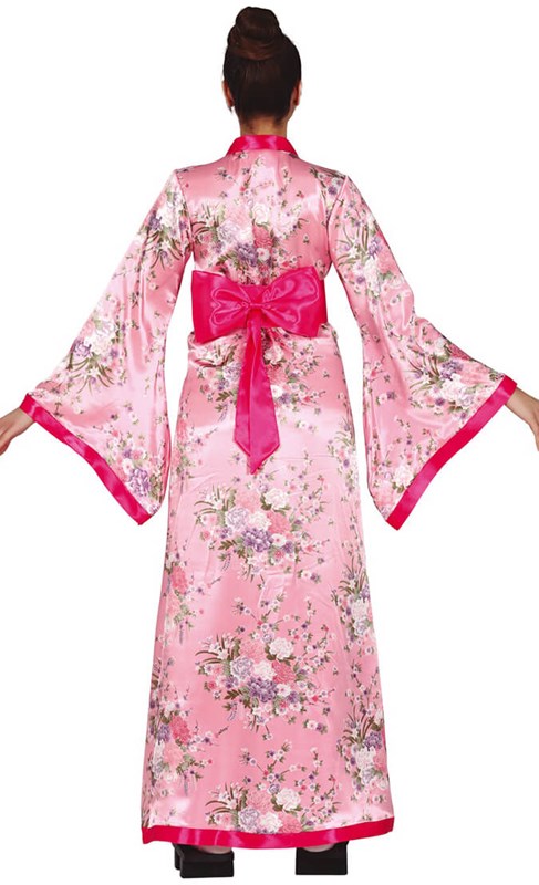 Kimono Roze Bloemen Dames (achterkant)