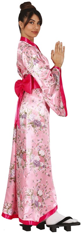 Kimono Roze Bloemen Dames (zijkant)