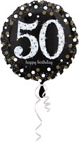 Folieballon 50 Jaar Luxe Zwart/Goud (45cm)
