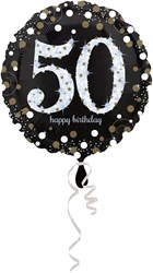 Folieballon 50 Jaar Luxe Zwart/Goud (45cm)
