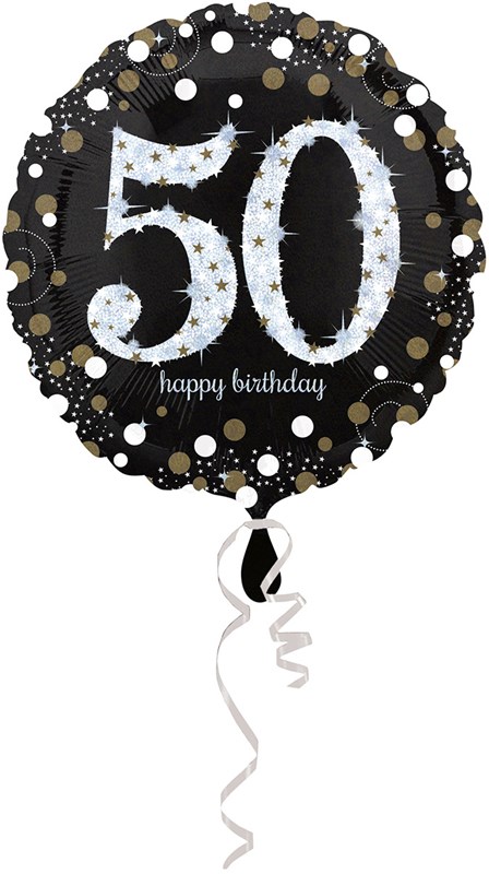 Folieballon 50 Jaar Luxe Zwart/Goud (45cm)