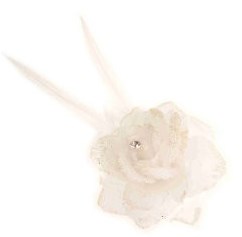 Bloem met Diamant op Speldje en Elastiek Wit