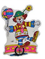 Wanddeco Clown op Eenwieler (40x30cm)