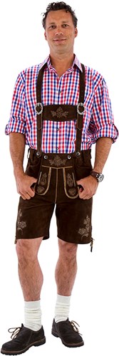 Heren Lederhose Geitenleer Kort Bruin 