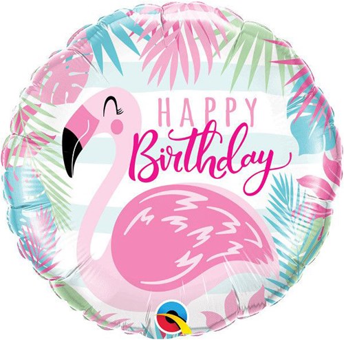 Folieballon Happy Birthday Flamingo (46cm)