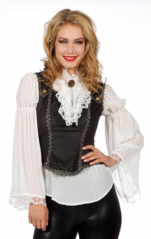 Luxe Piratenblouse Ecru met Top voor dames 