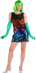 Disco Pailletten Jurkje Rainbow Luxe