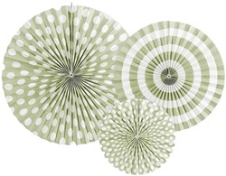 Decoratie Waaiers Groen/Wit (3st)