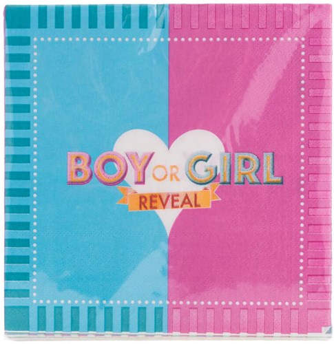 Servetten Gender Reveal Boy or Girl 33x33cm - 20st
