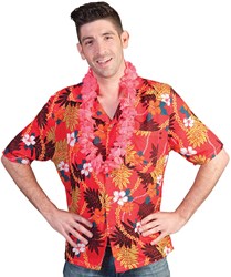 Hawaii Blouse Red Flowers & Leaves