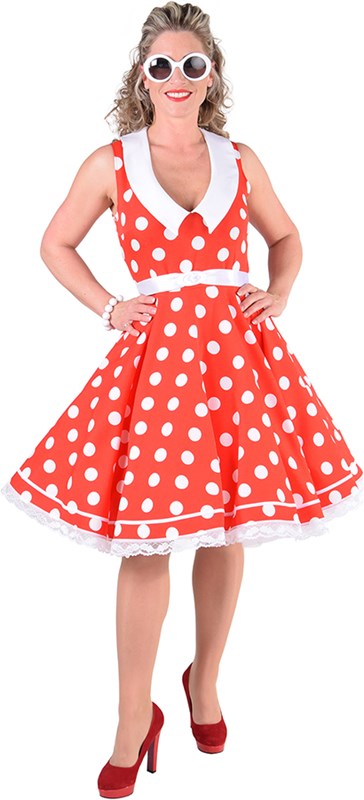 Damesjurk Rock 'n Roll Rood-Wit
