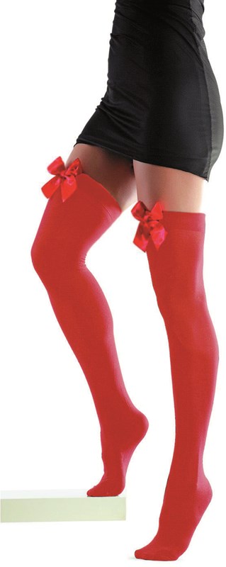 Overknee Kousen Rood met Rode Strik