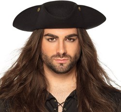 Piratenhoed Driesteek Zwart