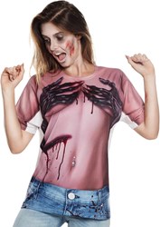 Dames T-shirt Creepy Zombie Girl (Fotorealistisch)