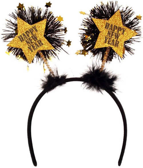 Diadeem Happy New Year Goud-Zwart 