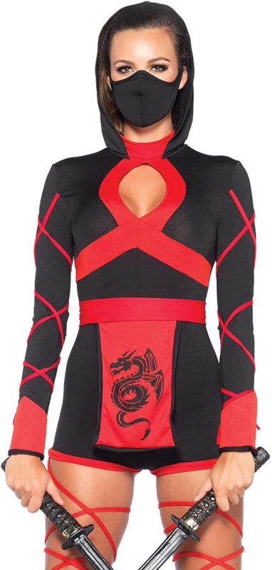 Dameskostuum Sexy Dragon Ninja Red (rood detail)