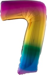 Folieballon Cijfer 7 Regenboog 100cm
