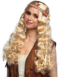 Hippie Pruik Blond met Hoofdband