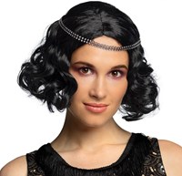 Pruik Charleston Flapper Zwart met Hoofdbandje