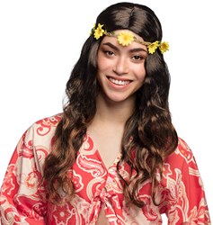 Hippie Pruik Bruin met Bloemen Hoofdband