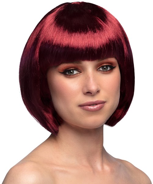 Pruik Bobline Cabaret Rood/Bruin