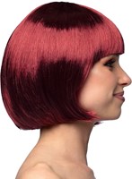 Pruik Bobline Cabaret Rood/Bruin (zijkant)