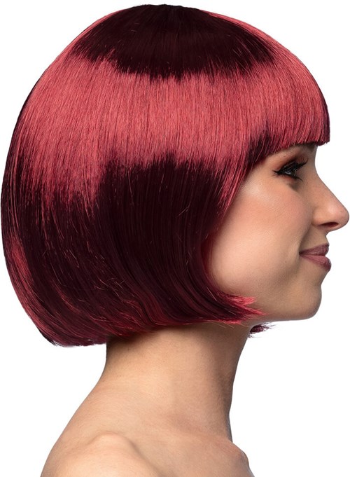 Pruik Bobline Cabaret Rood/Bruin (zijkant)