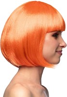 Pruik Bobline Cabaret Oranje (zijkant)