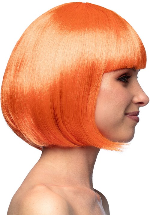 Pruik Bobline Cabaret Oranje (zijkant)