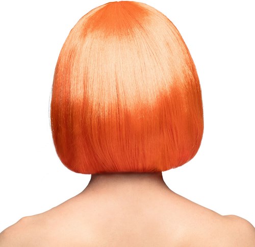 Pruik Bobline Cabaret Oranje (achterkant)
