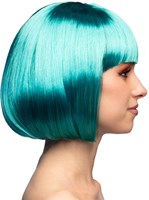 Pruik Bobline Cabaret Turquoise (zijkant)