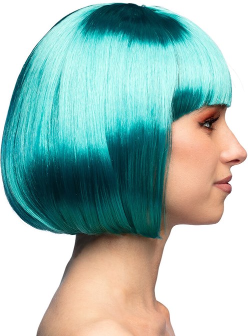 Pruik Bobline Cabaret Turquoise (zijkant)