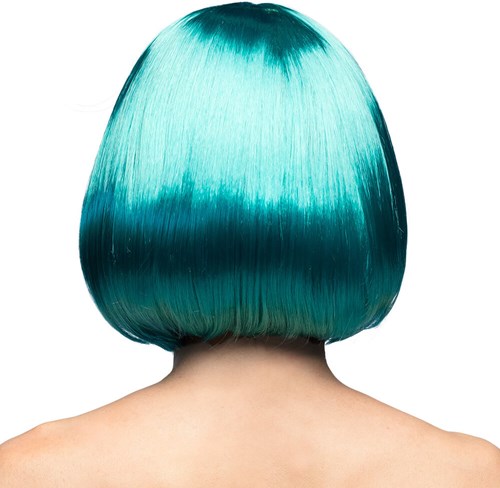 Pruik Bobline Cabaret Turquoise (achterkant)