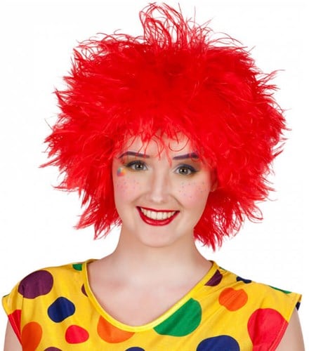 Clownspruik Frizzy Rood