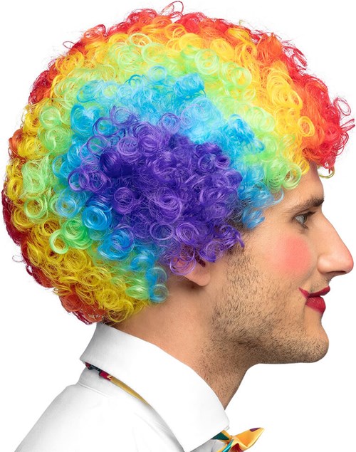 Gekrulde Regenboog Pruik (zijkant)