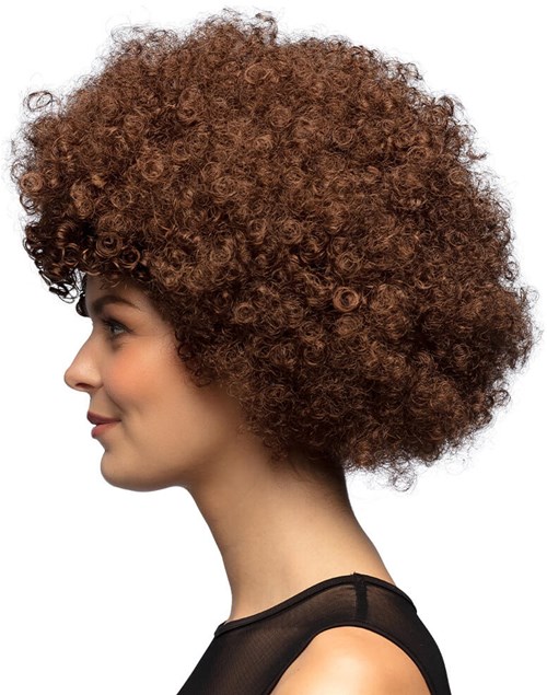 Pruik Oversized Afro Bruin (zijkant)