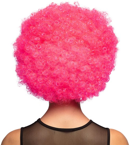 Pruik Oversized Afro Pink (achterkant)