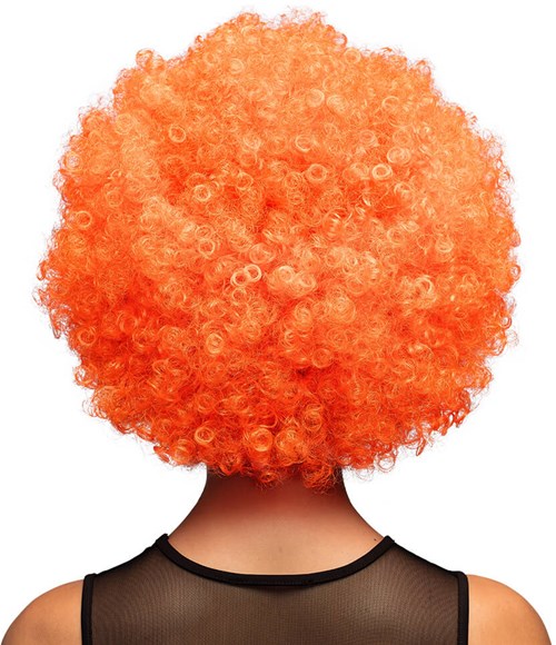 Pruik Oversized Afro Oranje (achterkant)