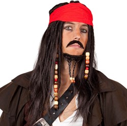 Piraten Pruik Jack met Bandana, Snor en Baard