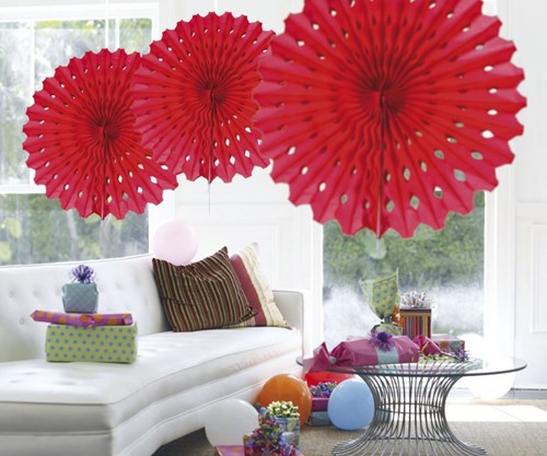 Decoratie Waaier Rood 45cm