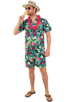Hawaii Kostuum Flamingo Flowers voor heren